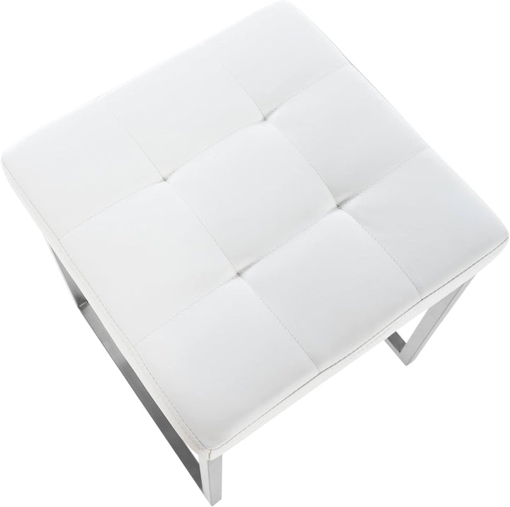 CLP 2er Set Edelstahl-Sitzhocker Barci Kunstleder I Moderne Hocker Mit Hochwertiger Polsterung Und B