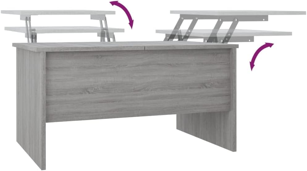 WIFESE Couchtisch Höhenverstellbar 80x50x42,5 cm Beistelltisch Holz Wohnzimmertisch Modern Stilvolle