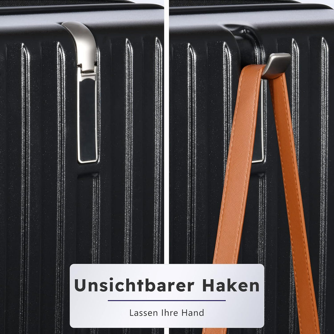 MGOB Koffer Handgepäck Hartschalen in Polycarbonat Reisekoffer mit 4 Rollen und Haken | 55x37x22cm |