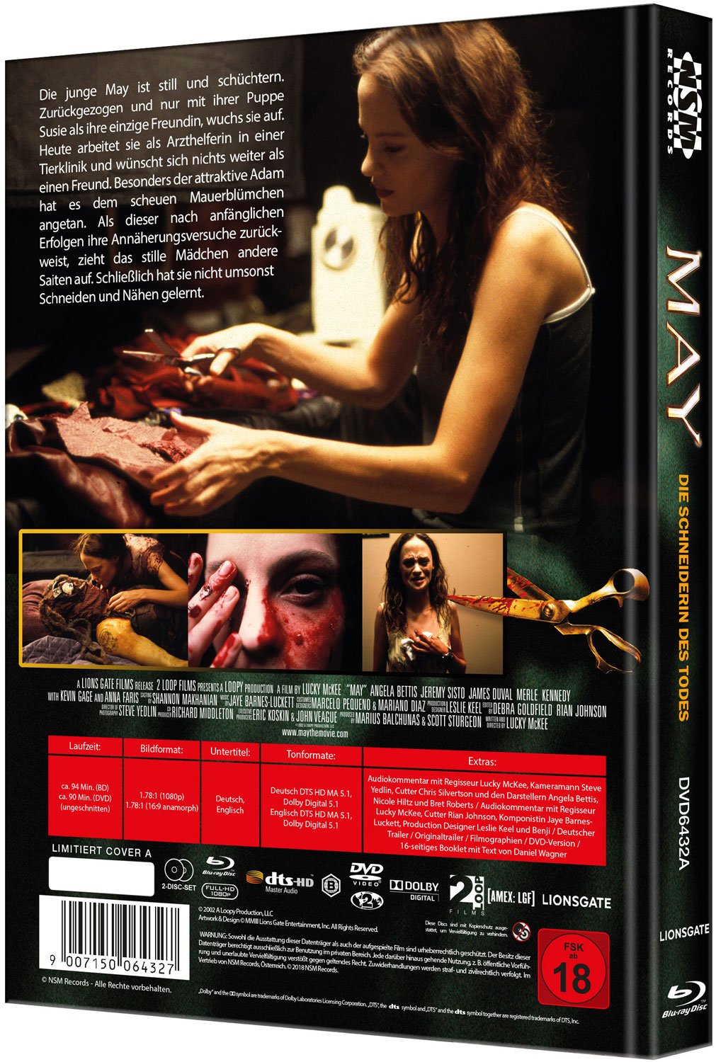 MAY - die Schneiderin des Todes [Blu-Ray+DVD] - uncut - auf 444 limitiertes Mediabook Cover A, Blu-r