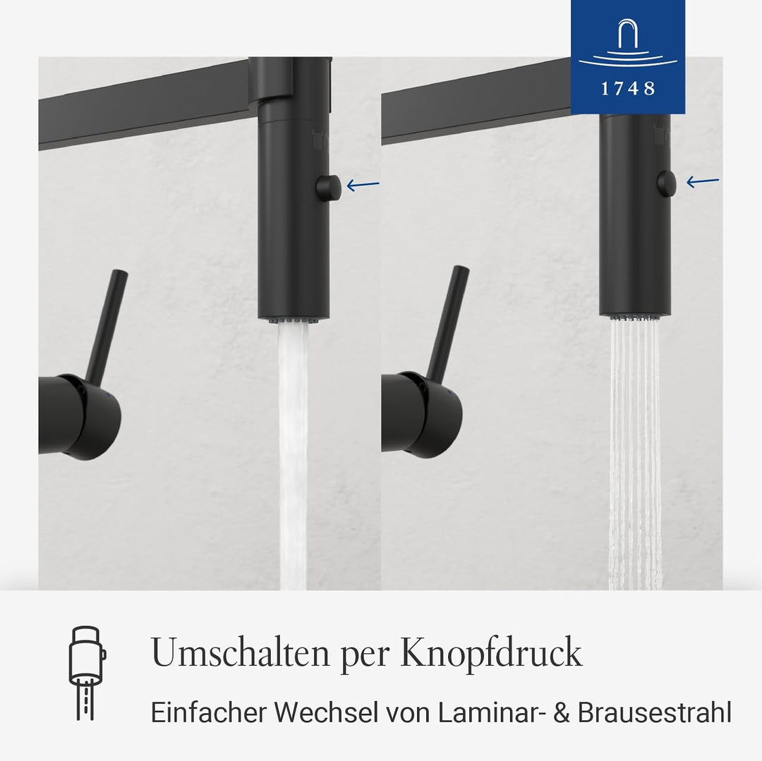 Villeroy & Boch Steel Expert 2.0 Küchenarmatur, Hochdruck, Wasserhahn Küche mit Umschaltfunktion und