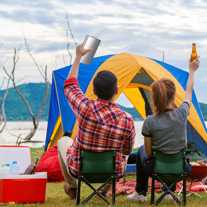 Relaxdays Flachmann XXL aus Edelstahl, Riesen Flachmann mit 1,8l Fassungsvolumen, klassisches Flachm