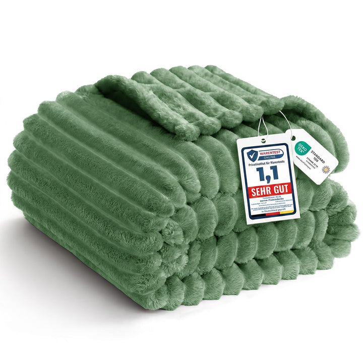 WAVVE Kuscheldecke Grün Flauschig Decke - 150x200cm - Weiche Flanell Fleecedecke, Sofadecke & Couchd