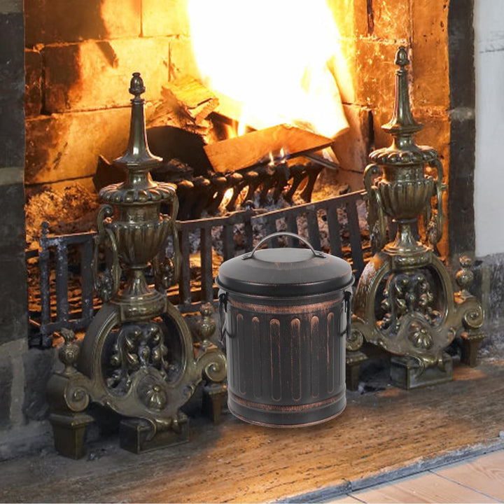 HOMSFOU Kamin Ascheeimer Mit Deckel Metall Kohleeimer Für Kamin Ofen Und Grill Kompakter Feuerfester