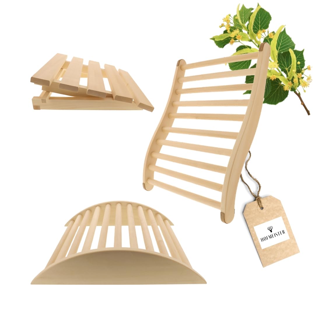 HOFMEISTER® Sauna-Set: Ergonnomische Rückenlehne, Kopfstütze & Beinstütze – Wellness-Geschenkset für