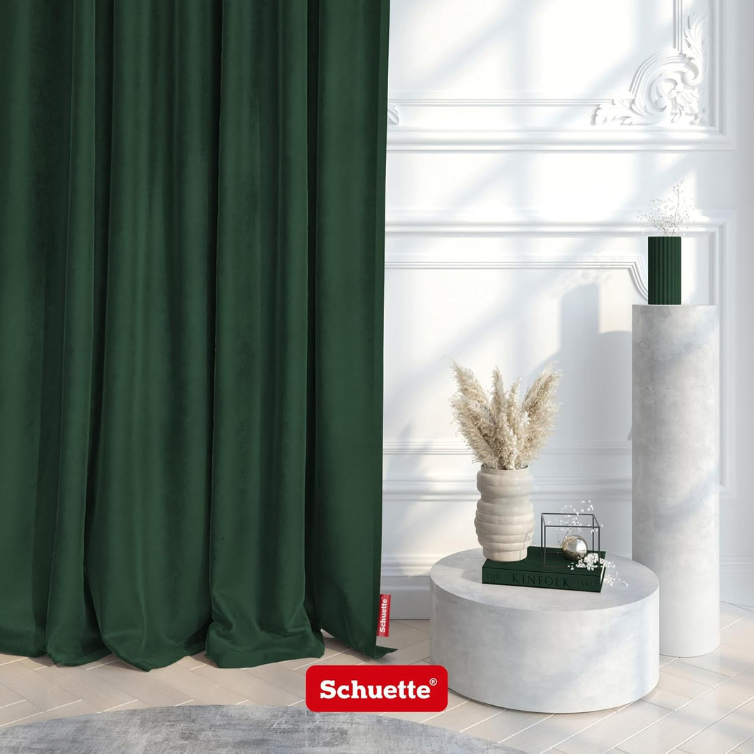Schuette® Verdunkelungs-Vorhang Gardine mit Ösen ● Millenium Velvet: Dark Forest (Dunkelgrün) ● 135x