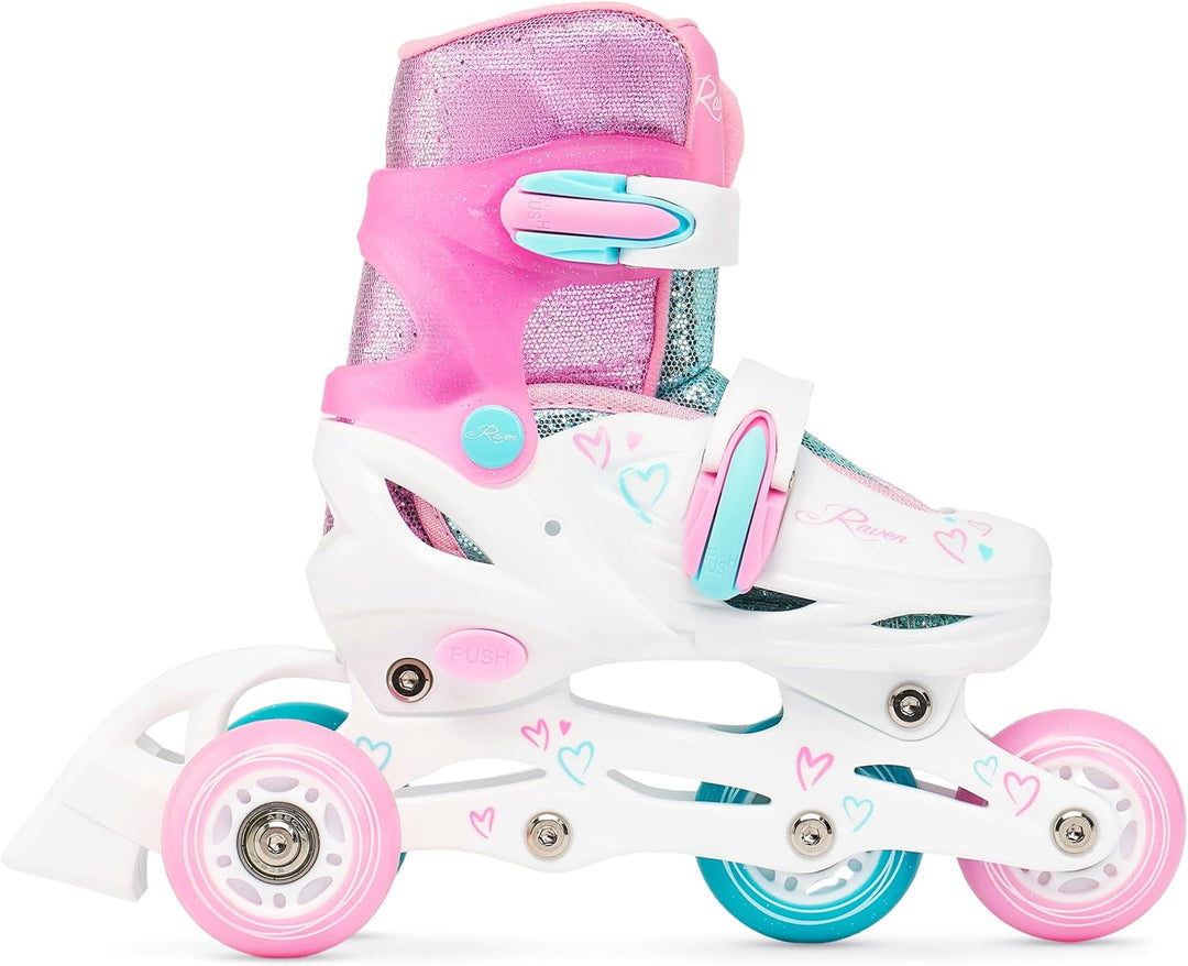 RAVEN 3in1 Inline Skates Triskates Rollschuhe Inliner für Kinder Mädchen verstellbar 27-30 (16,5cm-1