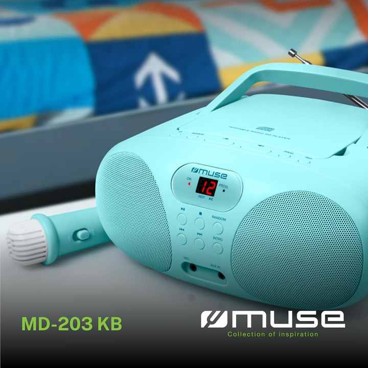 Muse M-203 KB CD-Player und FM-Radio | für Jungen in blau | tragbar mit Griff | Aux-Anschluss | batt