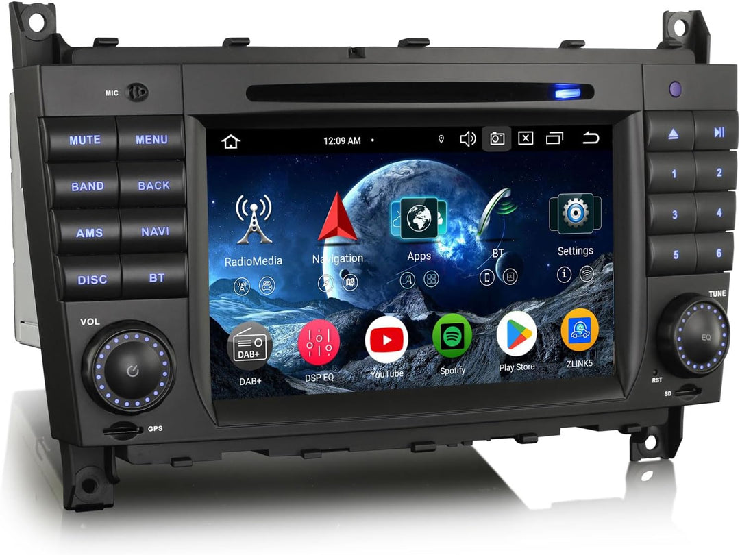 Erisin 7 Zoll 8-Kern 4GB+64GB Android 12 Autoradio mit GPS Navigation Für Mercedes Benz C/CLC/CLK Kl