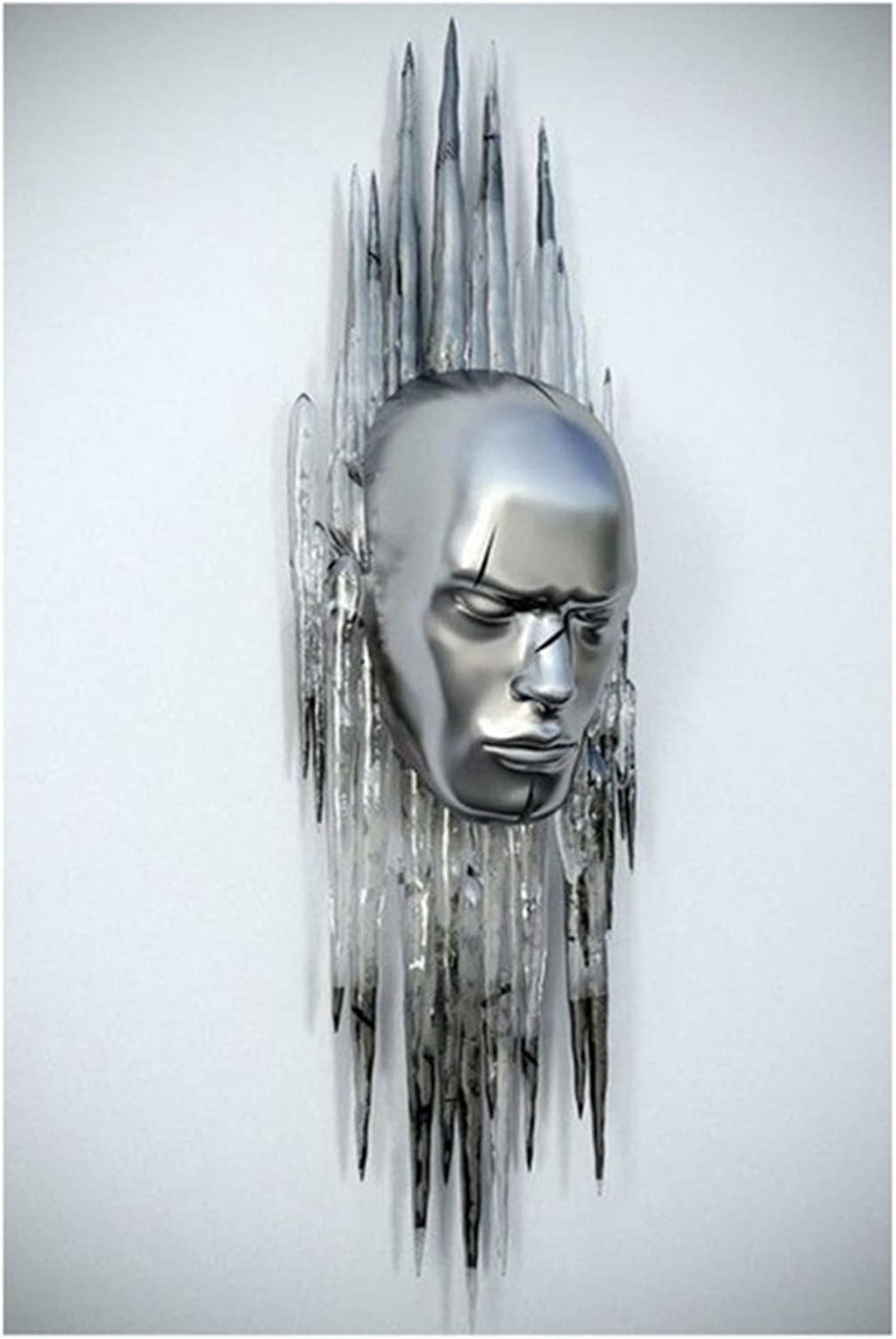 SWECOMZE 3er Kunst Modern Poster Set - 3D Metallfigur Statue Kunst Liebe Herz Kuss Bilder Wandkunst