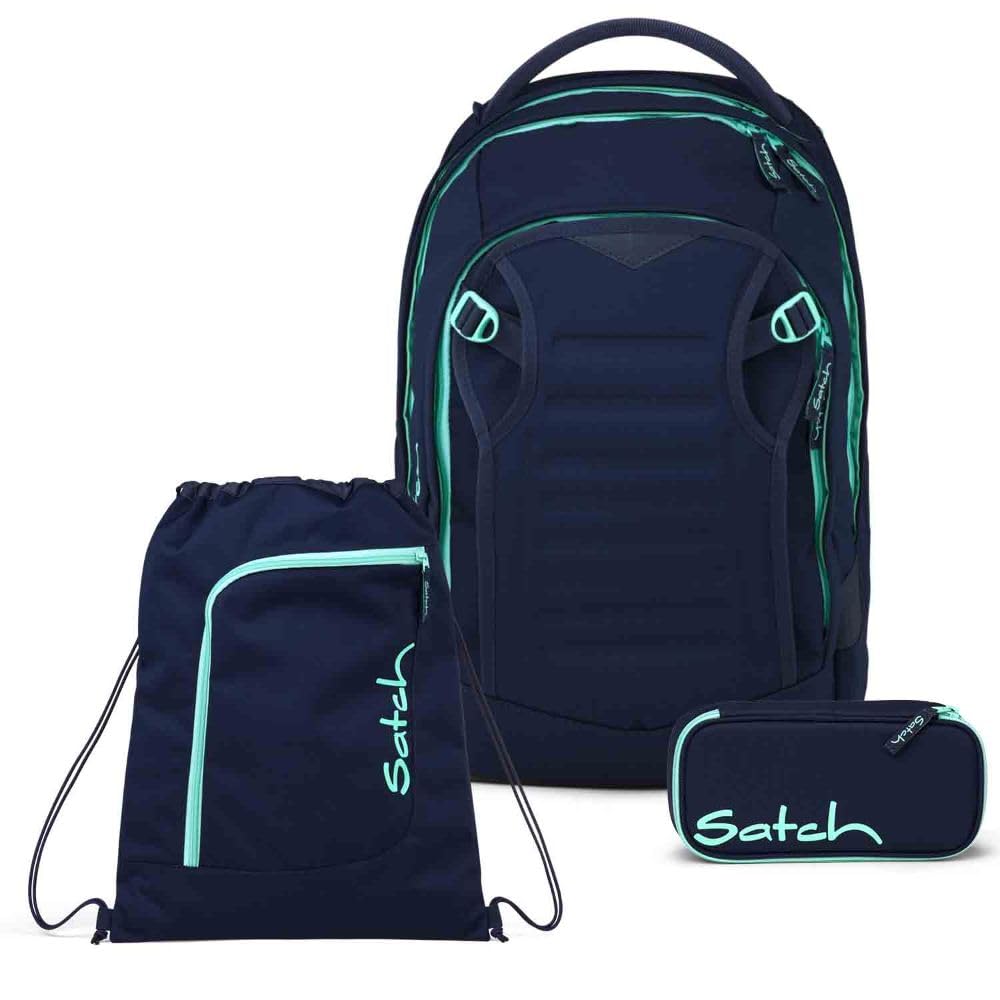 Satch Match Plus Schulrucksack Set 3tlg. inkl. Schlamperbox und Sportbeutel (Ocean Mint), Ocean Mint