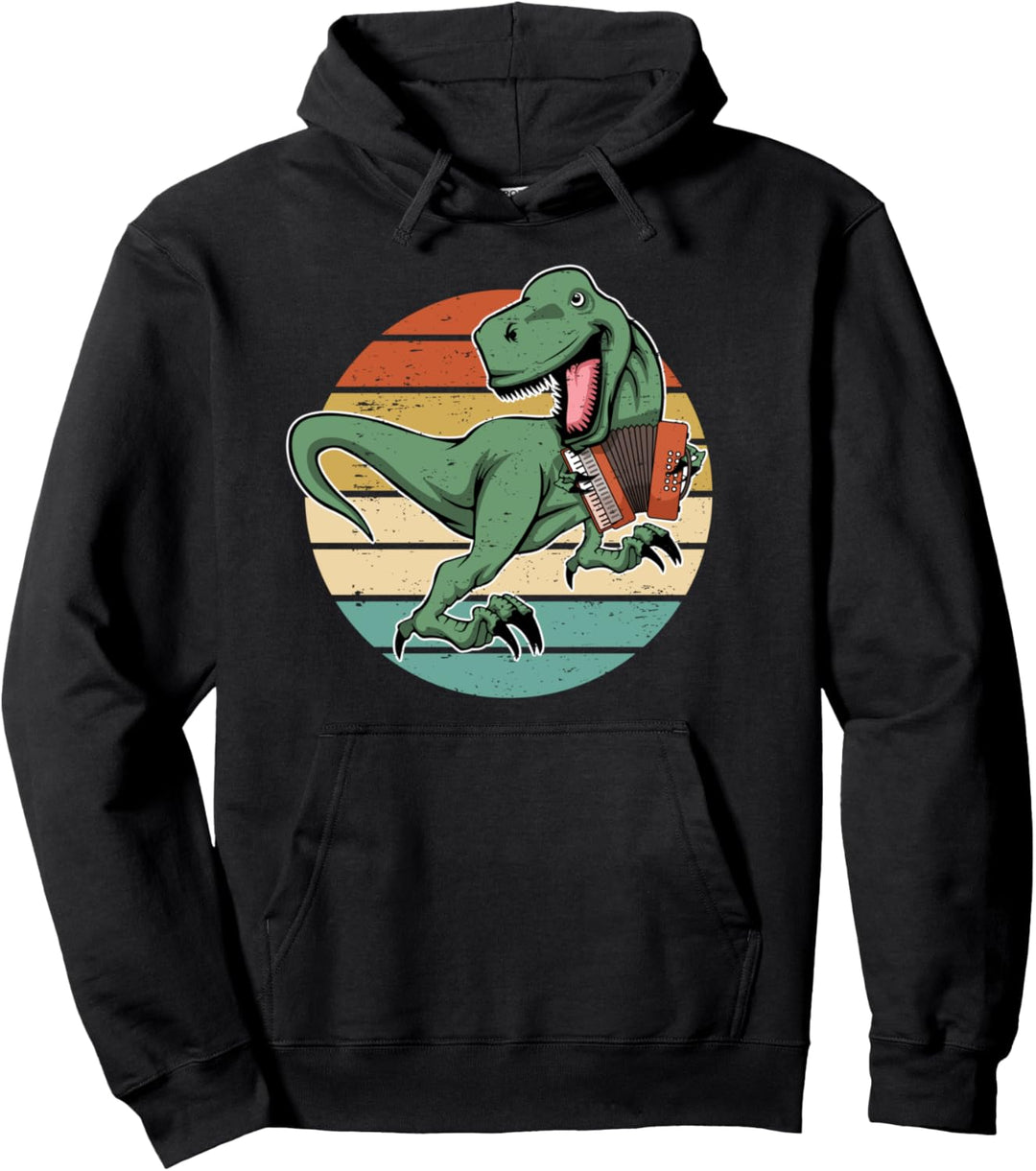 Saurier Akkordeonspieler T-Rex Dinosaurier Akkordeon Pullover Hoodie