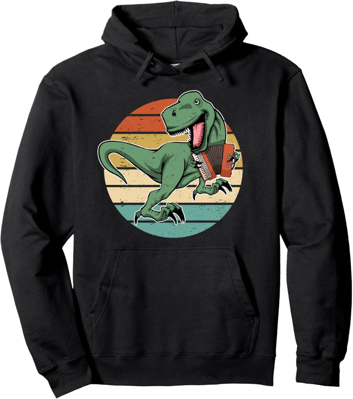 Saurier Akkordeonspieler T-Rex Dinosaurier Akkordeon Pullover Hoodie