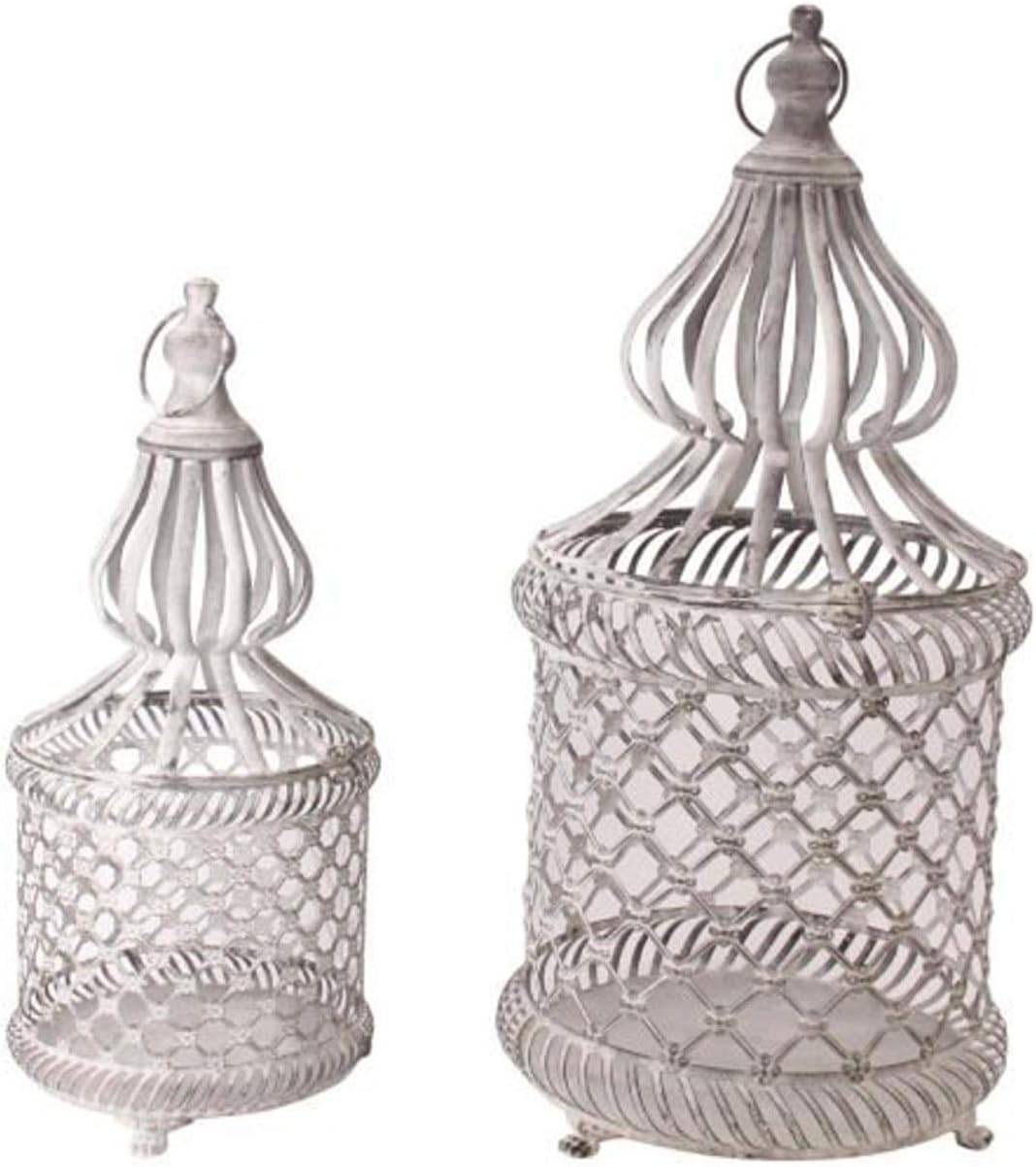 Runde Metall Laternen Shabby Grau. Höhe 52 cm / 68 cm. 2 Grössen, 2 Stück