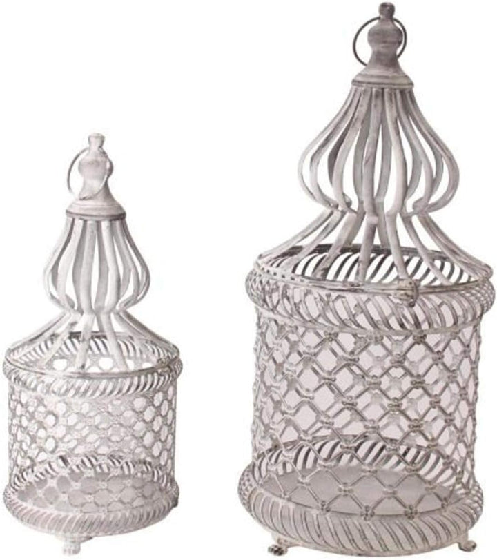 Runde Metall Laternen Shabby Grau. Höhe 52 cm / 68 cm. 2 Grössen, 2 Stück