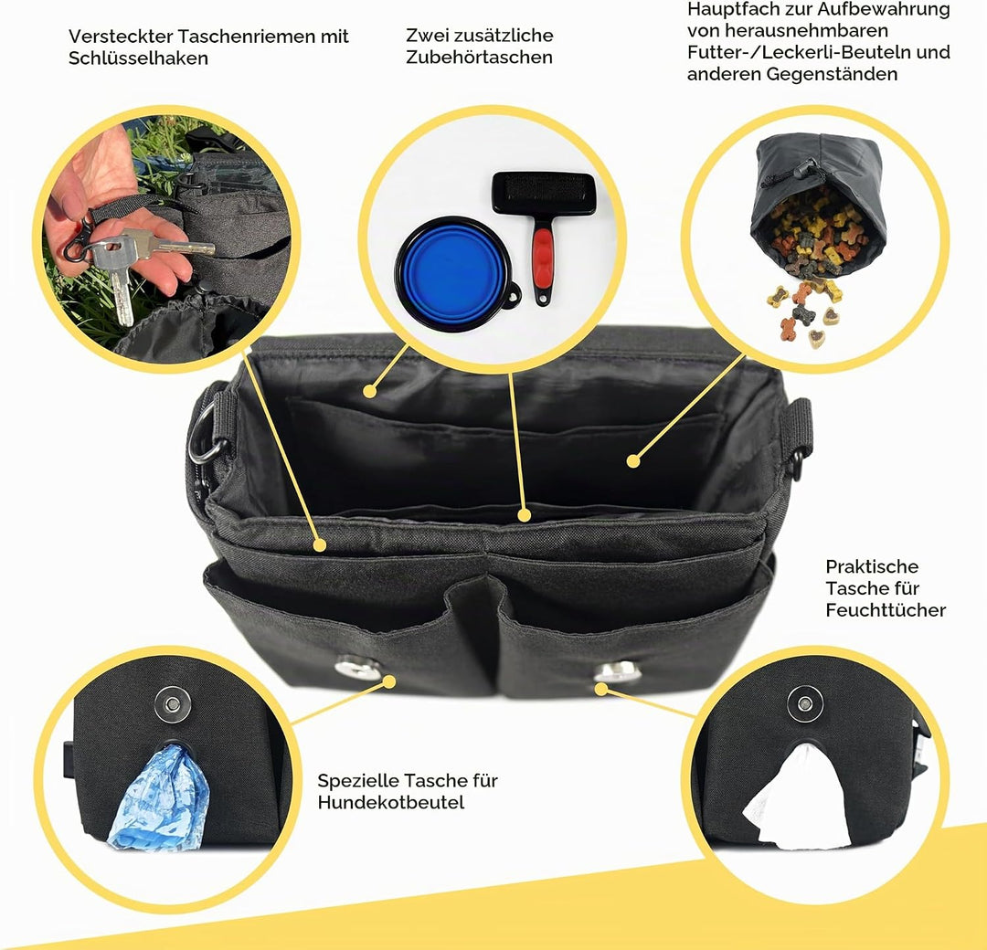 Arrivly SixWalker Leckerlibeutel für Hunde mit Magnetverschluss, Praktischer Futterbeutel Hundetrain