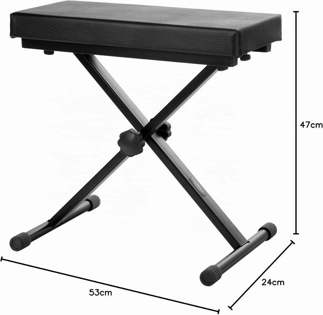 Classic Cantabile Keyboardbank Deluxe schwarz (5cm Schaumstoffpolsterung, 4-stufig höhenverstellbar,