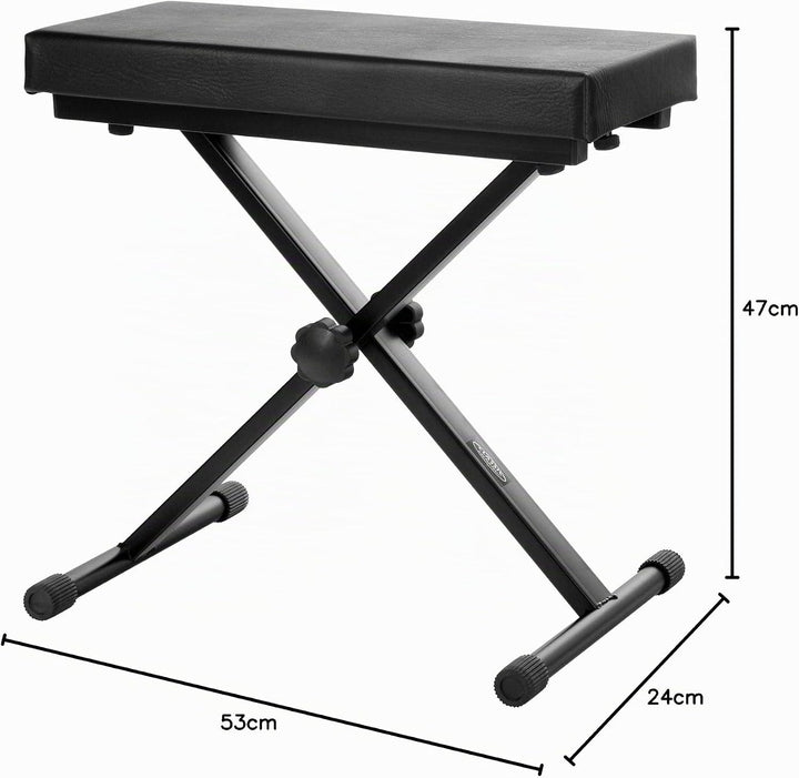 Classic Cantabile Keyboardbank Deluxe schwarz (5cm Schaumstoffpolsterung, 4-stufig höhenverstellbar,
