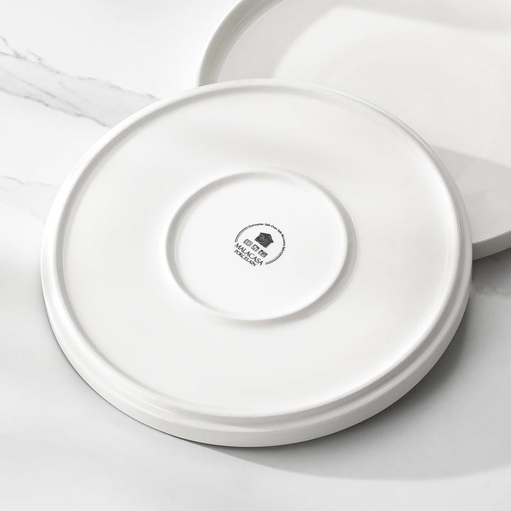MALACASA Speiseteller 6 Personen, Ø 26 cm Grosse Teller Set aus Porzellan, Moderner Weisser Flacher