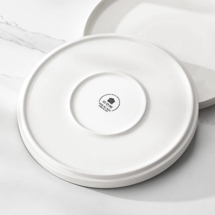 MALACASA Speiseteller 12 Personen, Ø 26 cm Grosse Teller Set aus Porzellan, 12-tlg Moderner Weisser