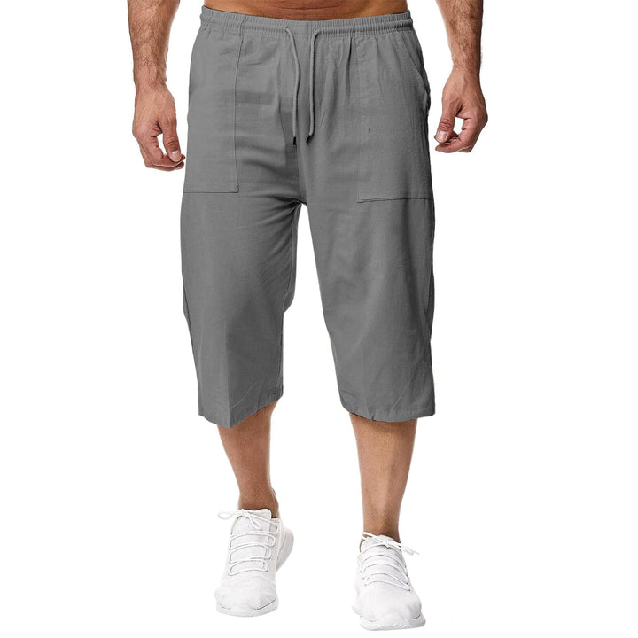 Remxi Herren-Shorts, 3/4-Leinen-Shorts, lockere Passform, Sommer, lässige Cargohose M Grau, M Grau