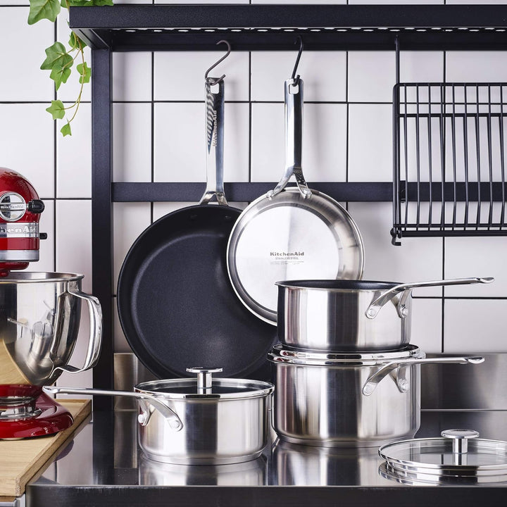KitchenAid Stainless Steel Edelstahl 3-Schicht Antihaft 5-tlg. Kochgeschirr Set, Bratpfannen, Pfanne