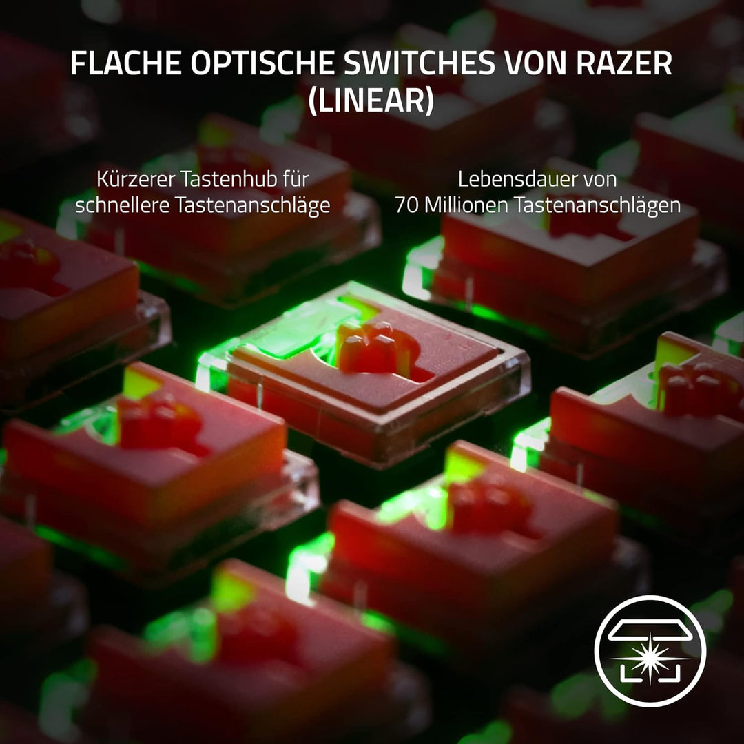 Razer DeathStalker V2 Pro Tenkeyless (Red Switch) - Kabellose Optische Low-Profile-Gaming-Tastatur (