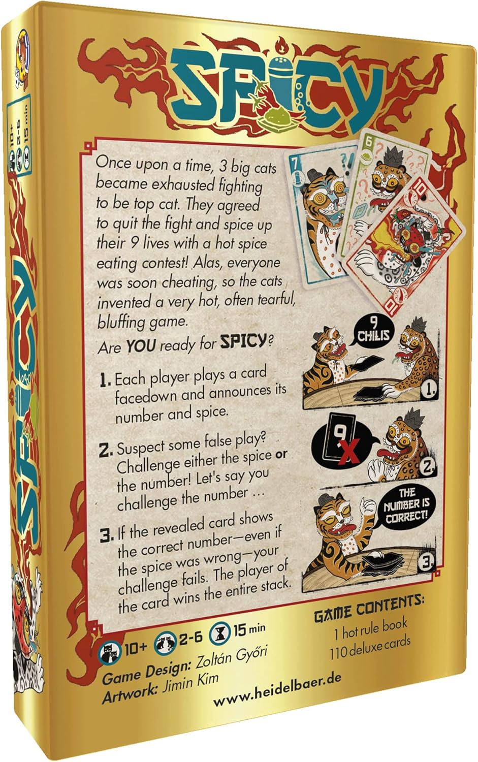 HeidelBär Games Spicy - Bluffing Card Game - Cards with Gold-Colored Backs - Party Board Game with B