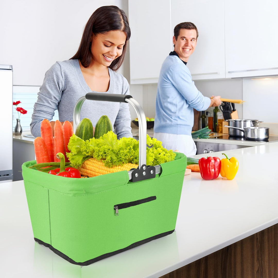Einkaufskorb Faltbar 25L,Einkaufskorb Klein Mit Gepolsterte Griffe Und ReissVerschlusstasche,Einkauf