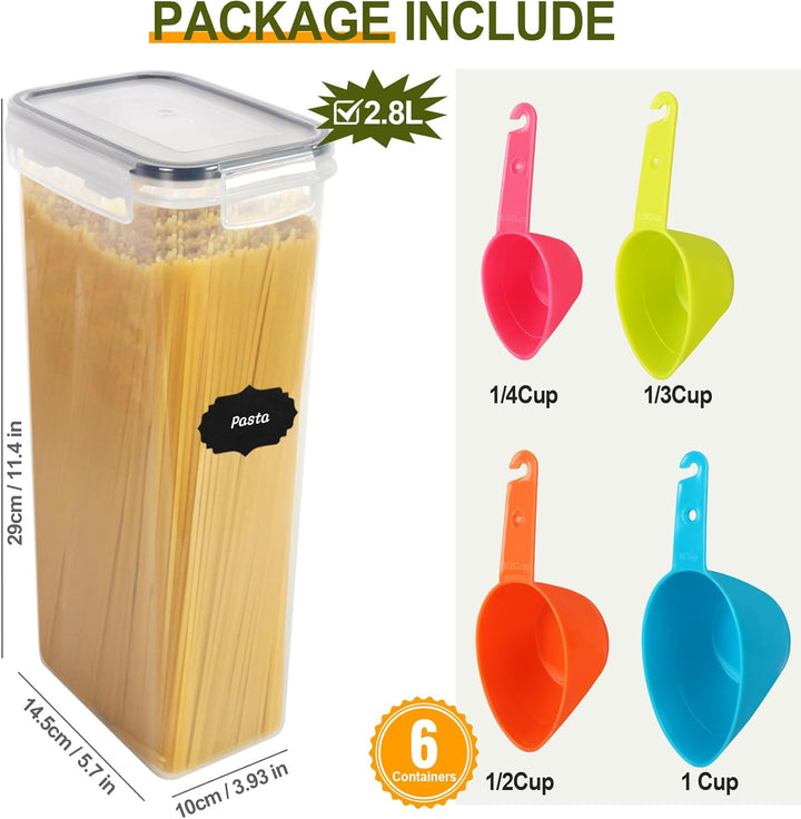 Cinnani 2.8L Vorratsdosen Set, Satz mit 6 Vorratsdosen mit Deckel Luftdicht, Müsli Schüttdose & Fris
