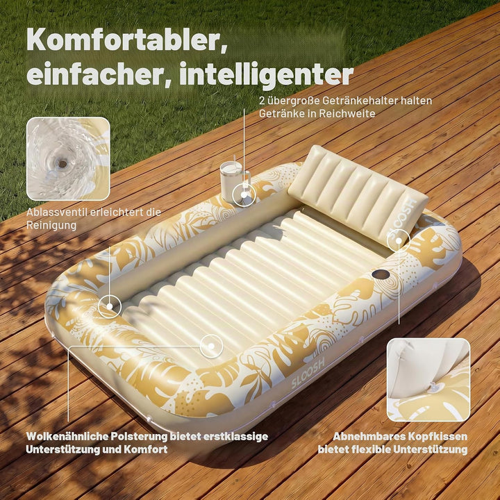 SLOOSH Aufblasbare Tanning Pool, 70" x 46"/ 85" x 57" Grosse aufblasbarer Luftmatratze für Erwachsen