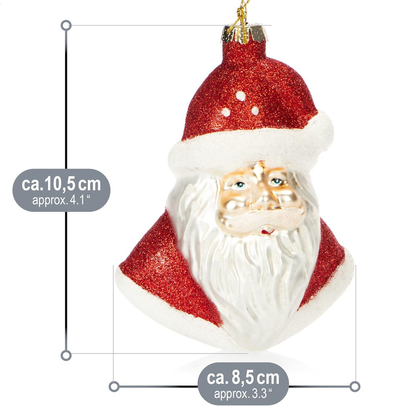 com-four® 3X Premium Christbaumschmuck - Weihnachtsmann aus echtem Glas - besondere Baumkugeln als W