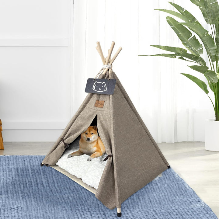 Tipi Zelt für Haustiere Hundezelt Katzenzelt mit Plüschkissen Haustierzelte Häuser für Katzen und Hu