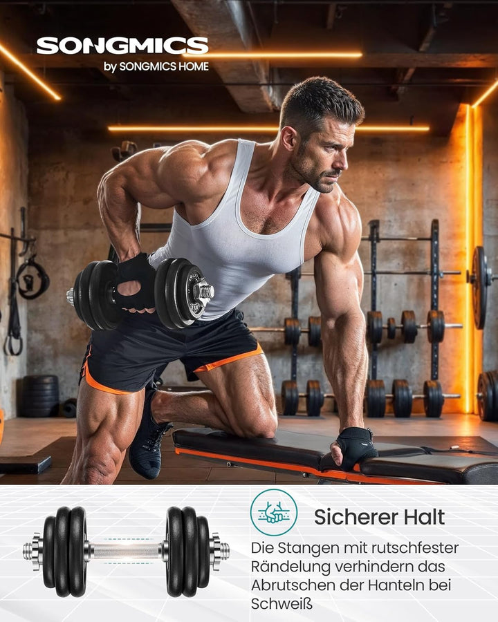 SONGMICS Hanteln, Hantelset aus Gusseisen, verstellbar, für Männer und Frauen, Workout, Fitnesstrain