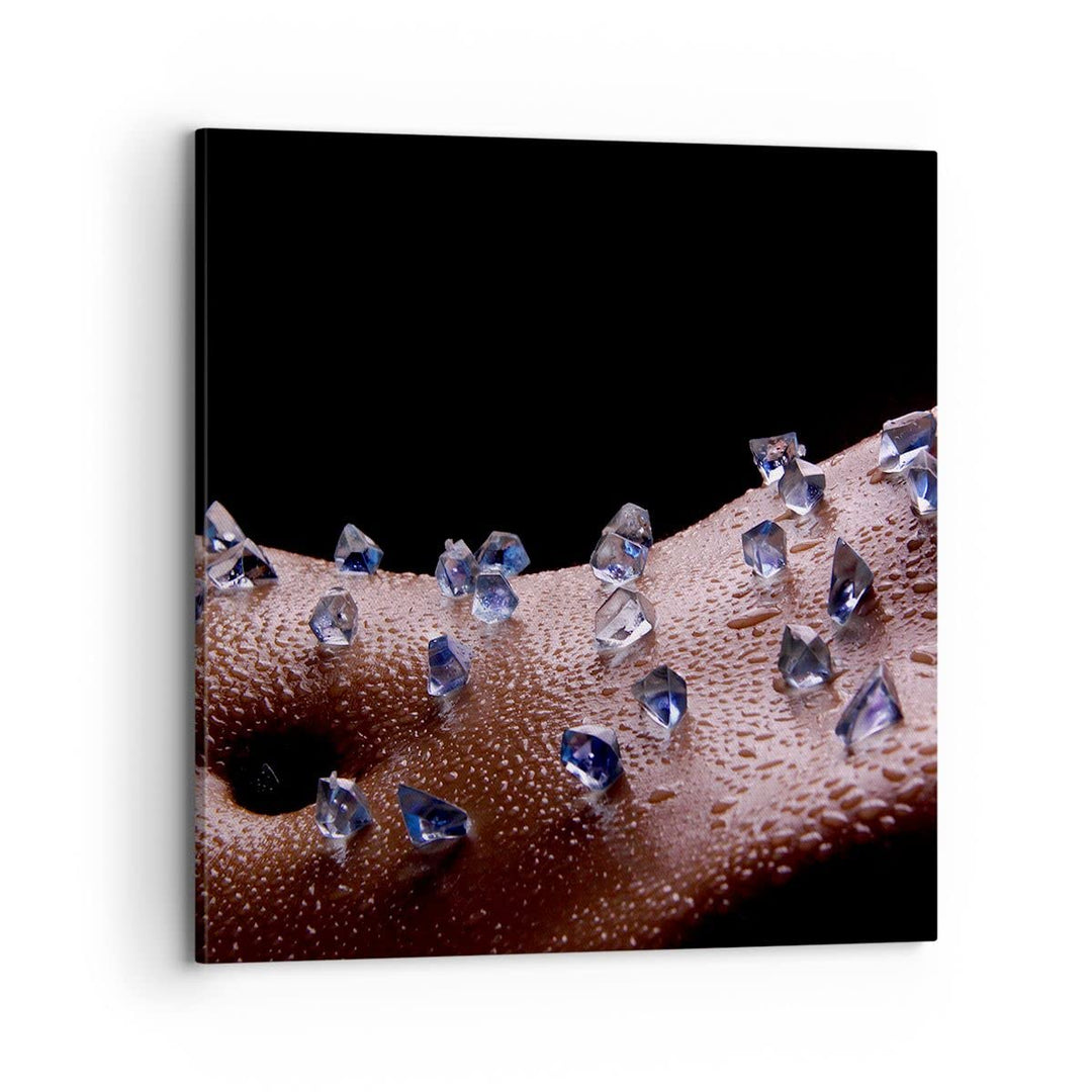 Bilder auf Leinwand 70x70cm Leinwandbild Frau Körper Kristalle Wassertropfen Gross Wanddeko Bild Sch