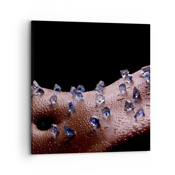 Bilder auf Leinwand 70x70cm Leinwandbild Frau Körper Kristalle Wassertropfen Gross Wanddeko Bild Sch