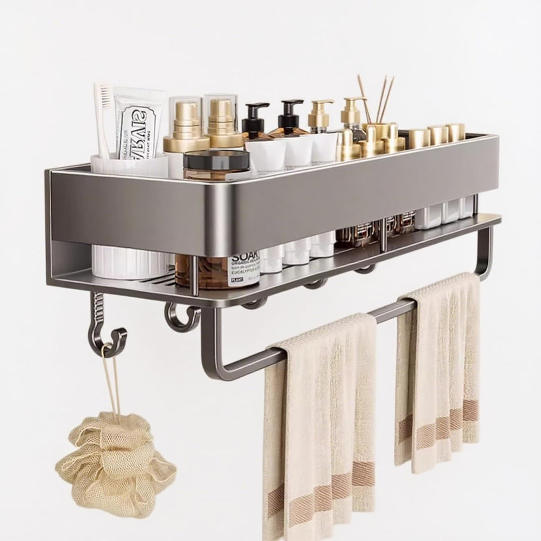 FOLAI 50cm Duschablage ohne Bohren ，rostfreie Badezimmer Organizer, schnell trocknende Badregal ohne
