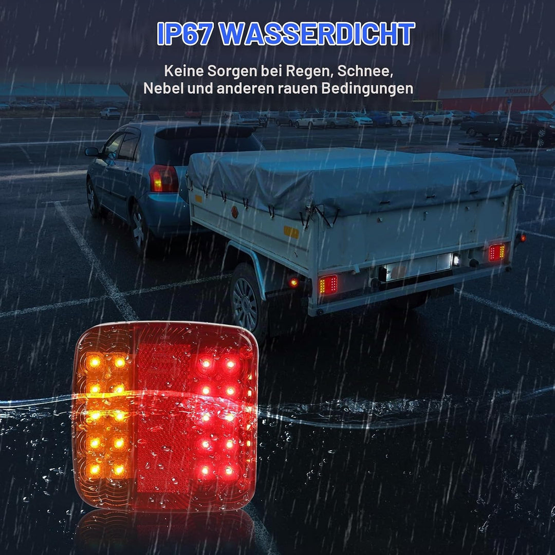 AOHEWEI Magnetische LED Anhänger Rückleuchten Set 12V Verkabelt Bremsleuchte für LKW Anhängerbeleuch