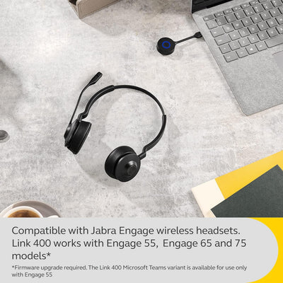 Jabra Link 400 USB-A DECT Adapter - Tragbarer und langlebiger Dongle mit bis zu 150 m geschützter Fu