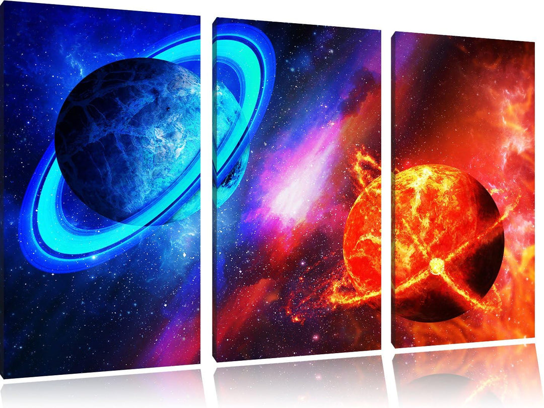 Pixxprint Ausgleich im Weltall 3-Teiler Leinwandbild 120x80 Bild auf Leinwand, XXL