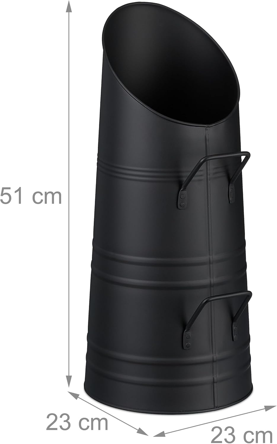 Relaxdays Kohlenschütte, 9 Liter, Eisen, Kohleneimer mit 2 Griffen, Pelletschütte zum Nachfüllen, Ka