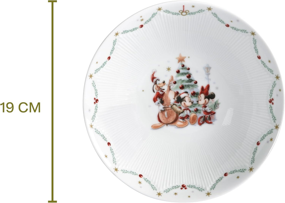 Micky, Minnie & Pluto Schale Disney, 4er-Set, 19 cm, Porzellan, Spülmaschinenfest, Winter, Weiss Sch
