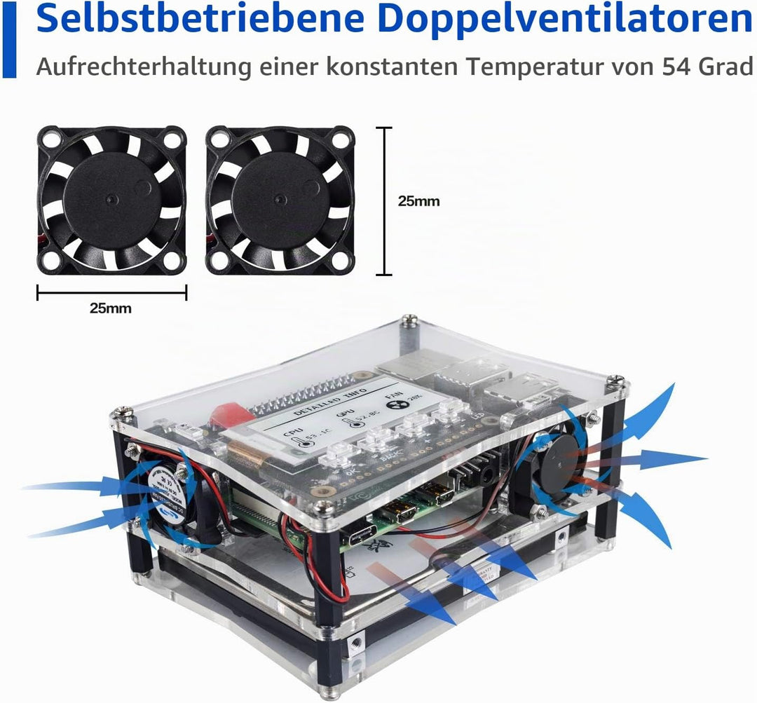 SunFounder NAS Kit for Raspberry Pi 4B/3B+/3B/3A+/2B, NAS Hat, Dual Fan, Micro SD Card Included