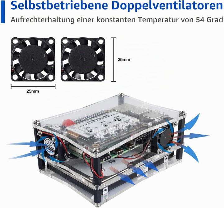 SunFounder NAS Kit for Raspberry Pi 4B/3B+/3B/3A+/2B, NAS Hat, Dual Fan, Micro SD Card Included