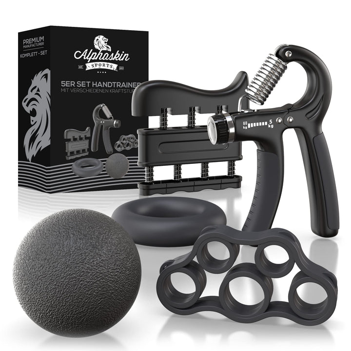 ALPHASKIN Premium Handtrainer I Verbessertes Konzept 2023 I 2er & 5er Set | Fingertrainer Griffkraft