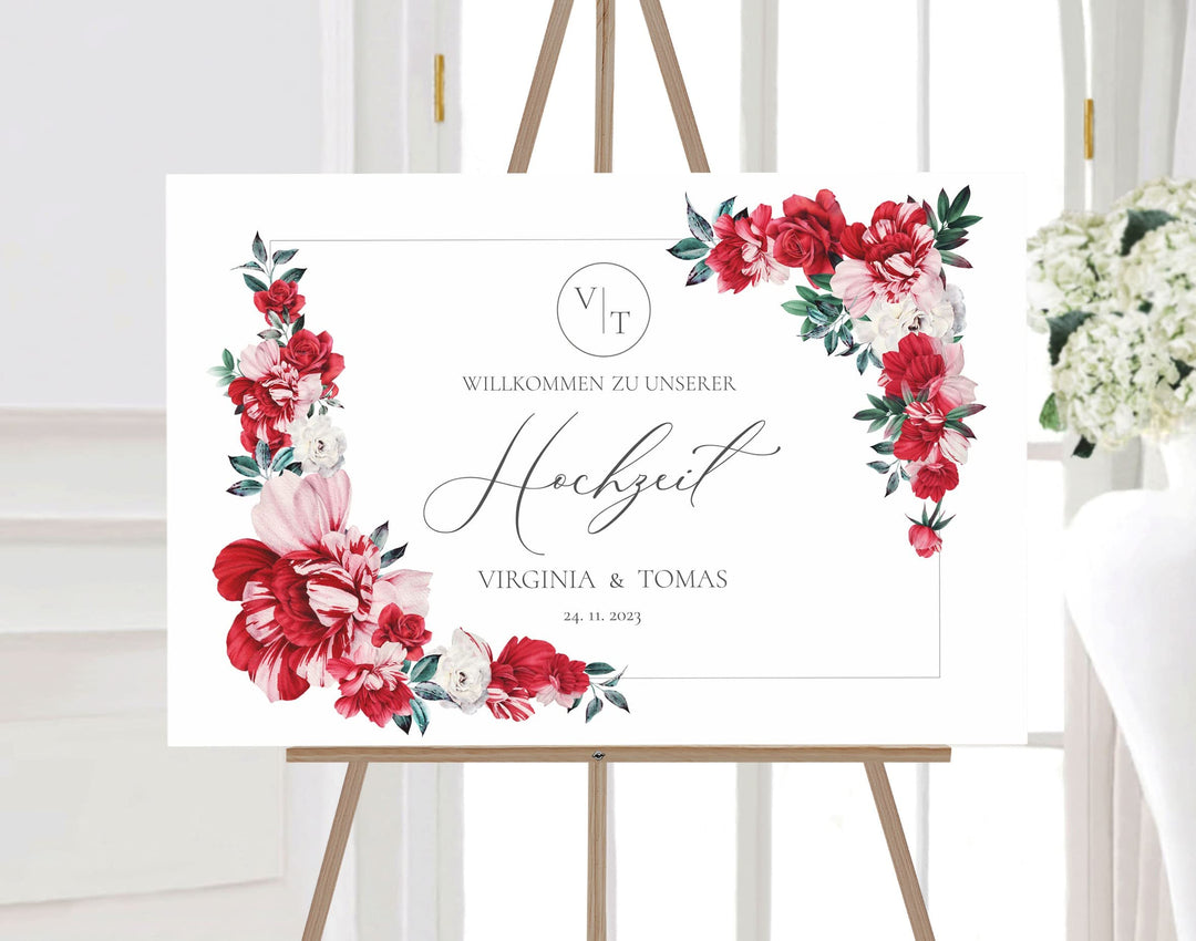 Manschin Laserdesign Willkommensschild Aluverbund personalisiert - Made in Germany - Welcome Willkom
