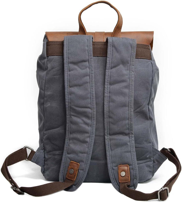 Neuleben Vintage Wasserdicht Rucksack Daypack aus Canvas Leder Damen Herren für Reise Outdoor Schule