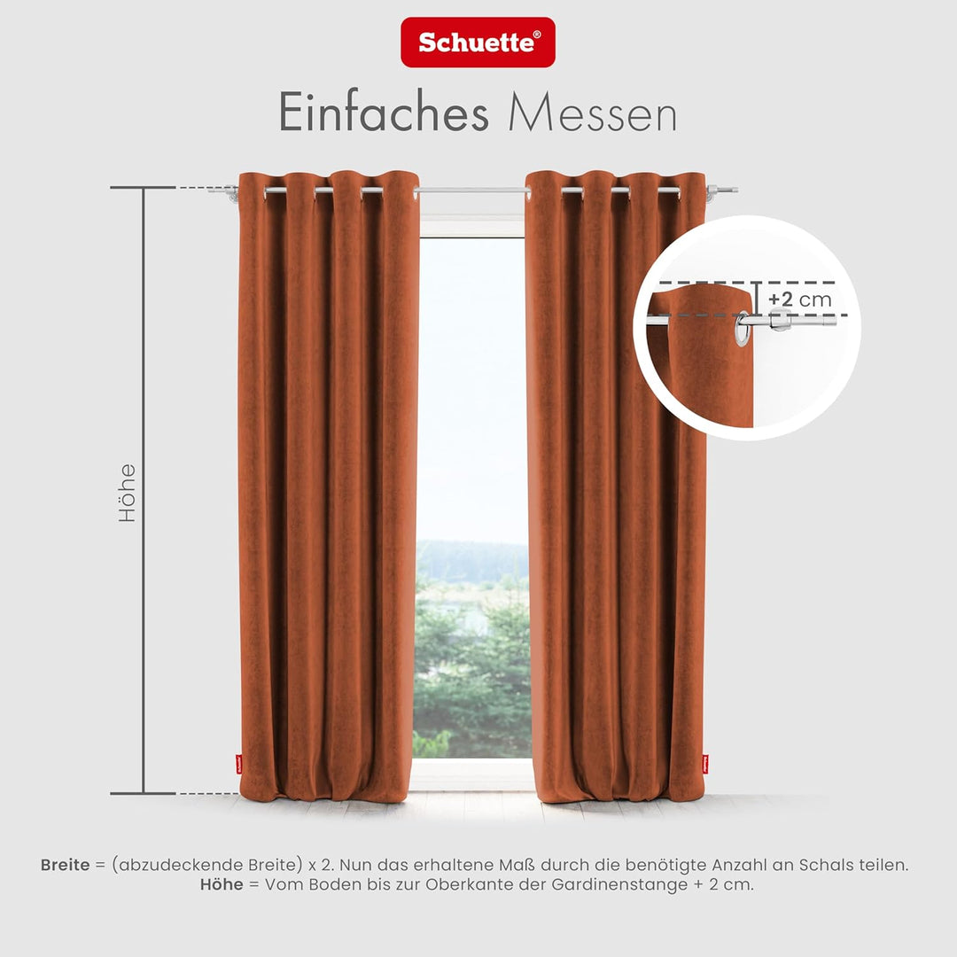 Schuette® Verdunkelungs-Vorhang Gardine mit Ösen ● Millenium Velvet: Marmalade (Orange) ● 135x210cm