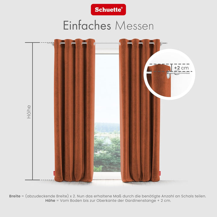 Schuette® Verdunkelungs-Vorhang Gardine mit Ösen ● Millenium Velvet: Marmalade (Orange) ● 135x210cm