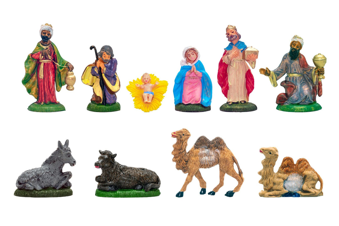 arkamii Set mit 10 handbemalten Krippenfiguren zur Geburt Christi, handgefertigtes Produkt aus Itali